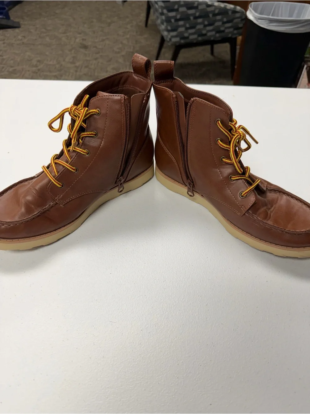 Cat & Jack Lace Up Leather Brown Boots size 6